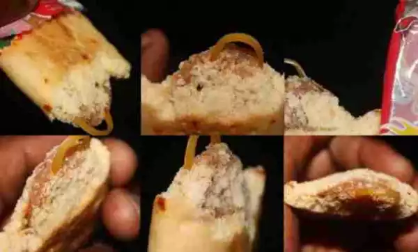 Nigerian Man Cries Out After Finding Rubber Band Inside A Sausage Roll He Bought In Lagos (Pics)